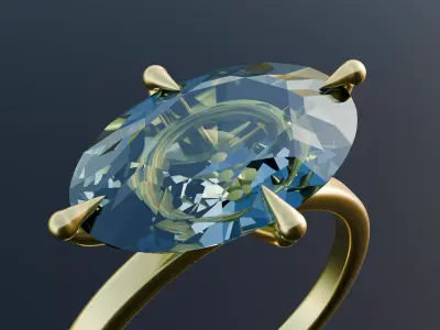 oval diamond ring  Free low-poly 3D model
