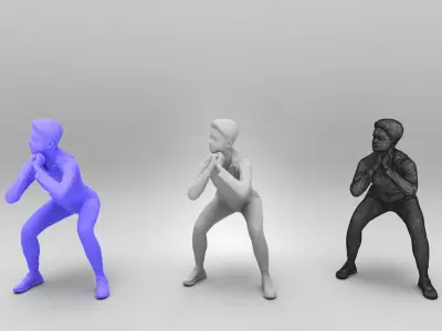 Young woman doing squats 376 Low-poly 3D model