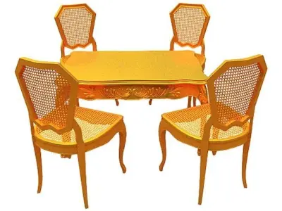 Classical Dining set Low-poly 3D model