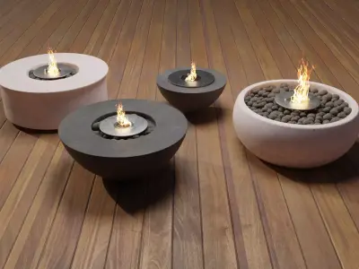 Packed Fireplace Outdoor Modern Low-poly 3D model