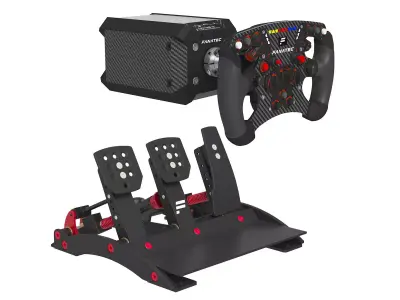 Fanatec Clubsport Steering Wheel and Pedals 3D model