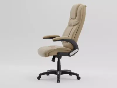 Luxury Beige Cream Leather Executive Office Chair PBR 3D Model 3D model