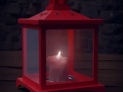 Latern model 3D lantern with candle inside Free low-poly 3D model