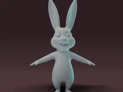 Cartoon Rabbit Rigged Base Mesh 3D Model Low-poly 3D model