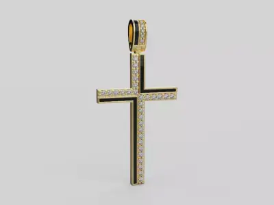 Elegant Enamel Cross with Stones 3D print model