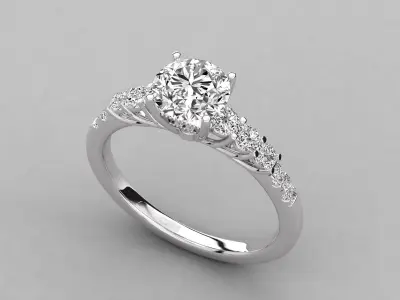 1 Carat Modern Bridal Engagement Ring 3D print model