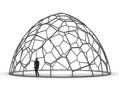 Voronoi Dome structure Geodoesic Like Wireframe 3D model