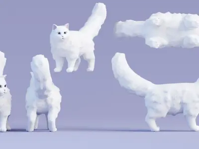 Lowpoly - Stylized cats - Persian Cat Low-poly 3D model