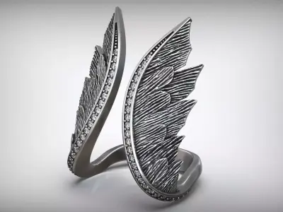 Angel Wings Diamond Oxidized Ring 3D print model