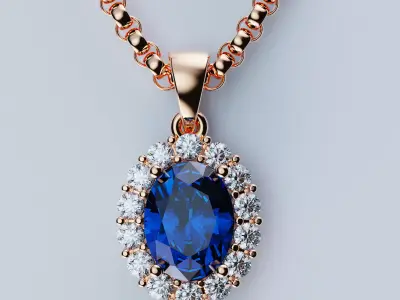 Beautiful pendant Oval 8x6mm 3D print model