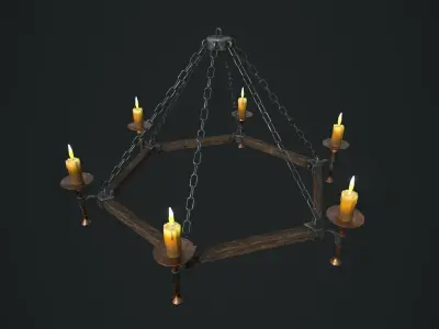 Chandelier with 3 textures and 2 LODs Low-poly 3D model