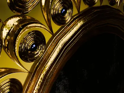 Miroir Ancien en Laiton Sculpte 3D model