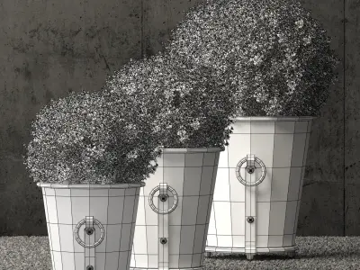 Restoration Hardware estate zinc ring round planters 3D model