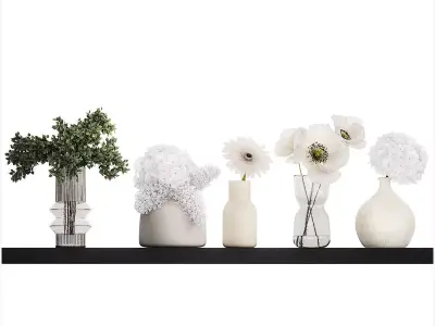 Collection Of Small Bouquets Of White Flowers 475 3D model