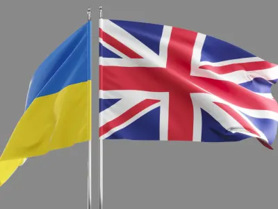 Flag United Kingdom Ukraine Support 3D model