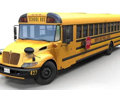 International school bus Low-poly 3D model