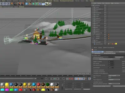 Ilustration of winter and new year Low-poly 3D model