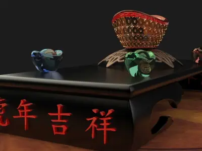  Chinese gold Ingot  3D model purchase