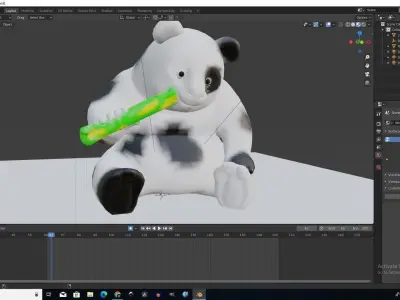 A panda computer screen showing cow 3D model