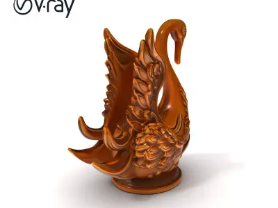 Elegant Swan Sculpture D Model Pack Low-poly 3D model