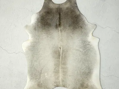 Rugs 8 cowhide rug on concrete wall 3D model