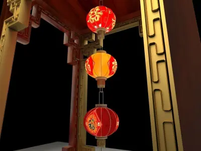 Chinese red lantern 3D model