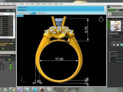 Luxury Ruby Cluster Flower Diamond Ring for Women 1689 3D print model