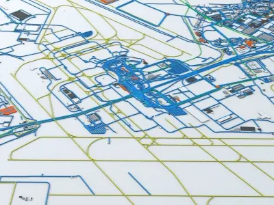 Paris Orly ORY Airport Roads Buildings and Public Transport 3D model