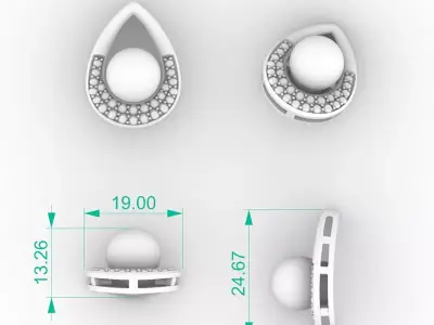 Luxury 3D Pearl Diamond Teardrop Pendant 3D print model