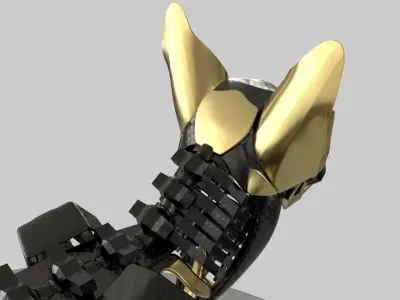 Sci fi cat skeleton sculture 3D model