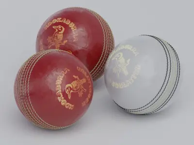 Red and White Cricket Balls 3D model