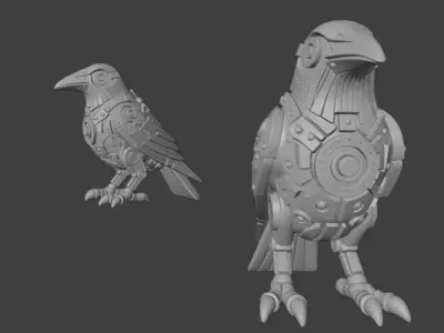 Industrial Crow Sculpture 3D print model