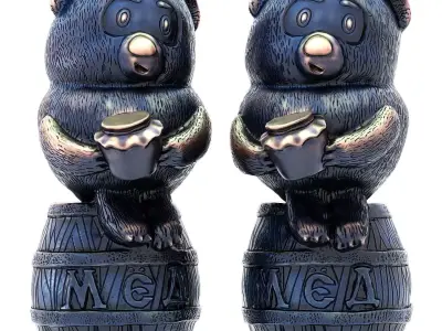 Winnie the Pooh with a pot of honey 3D model