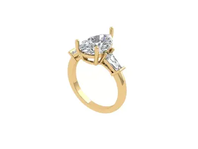 Pear 3 Stone Ring 3D print model