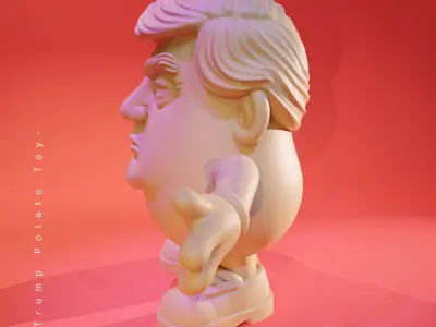 Golden Hair Potato - Silly 3D Character Model 3D print model