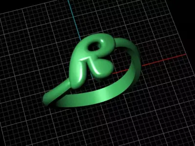 R alphabet baypass ring 3D print model
