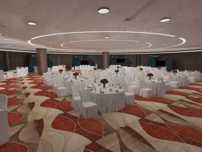 hall 25mx25m with stage and booths  3D model
