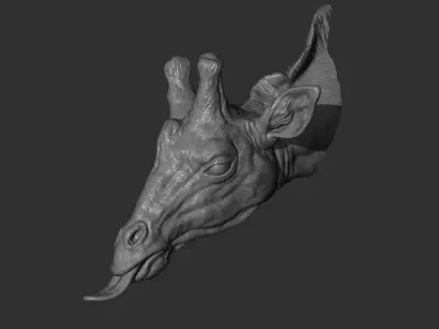 Giraffe head with tongue 3D print model