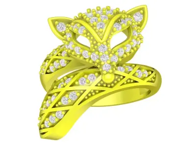 Artistic Floral Leaf Diamond Ring 3D Model for Women  4333 3D print model