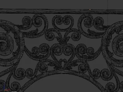 Classic Carved Bed 3D model 02 3D model