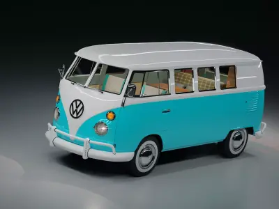 Volkswagen Type 1 camper van 3D model