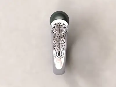 Gold Pearl Ring 3D print model