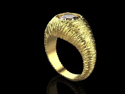 textured signet ring model 907  3D print model
