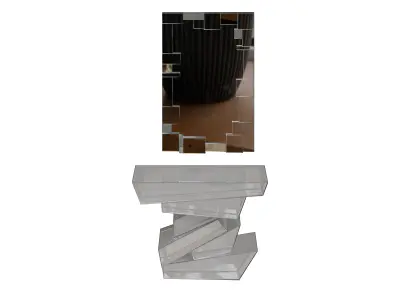Intricate Sculpture Mirror And Glass Console Table Combo Low-poly 3D model