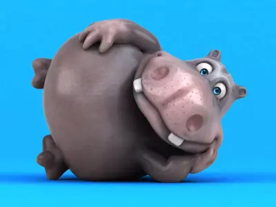 Fun cartoon HIPPO 3D model