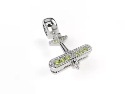 Plane Charm with gems 3D print model