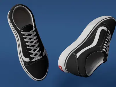 Shoes skateboarding Black Low-poly 3D model