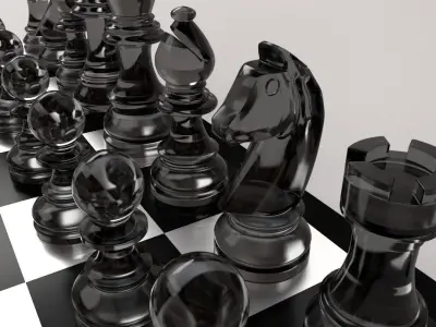 Chessboard chess board with pieces 3D model