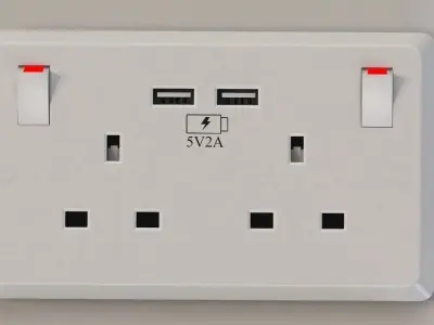 Electrical Plug and Switches Adapter with Usb Outlets 3D model