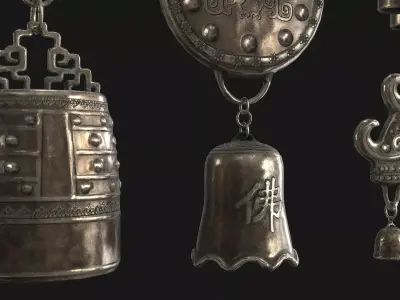 Wind Chime Props Collection Low-poly 3D model